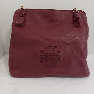 TORY BURCH Harper zip hobo shoulder bag tote deep merlot Burgundy